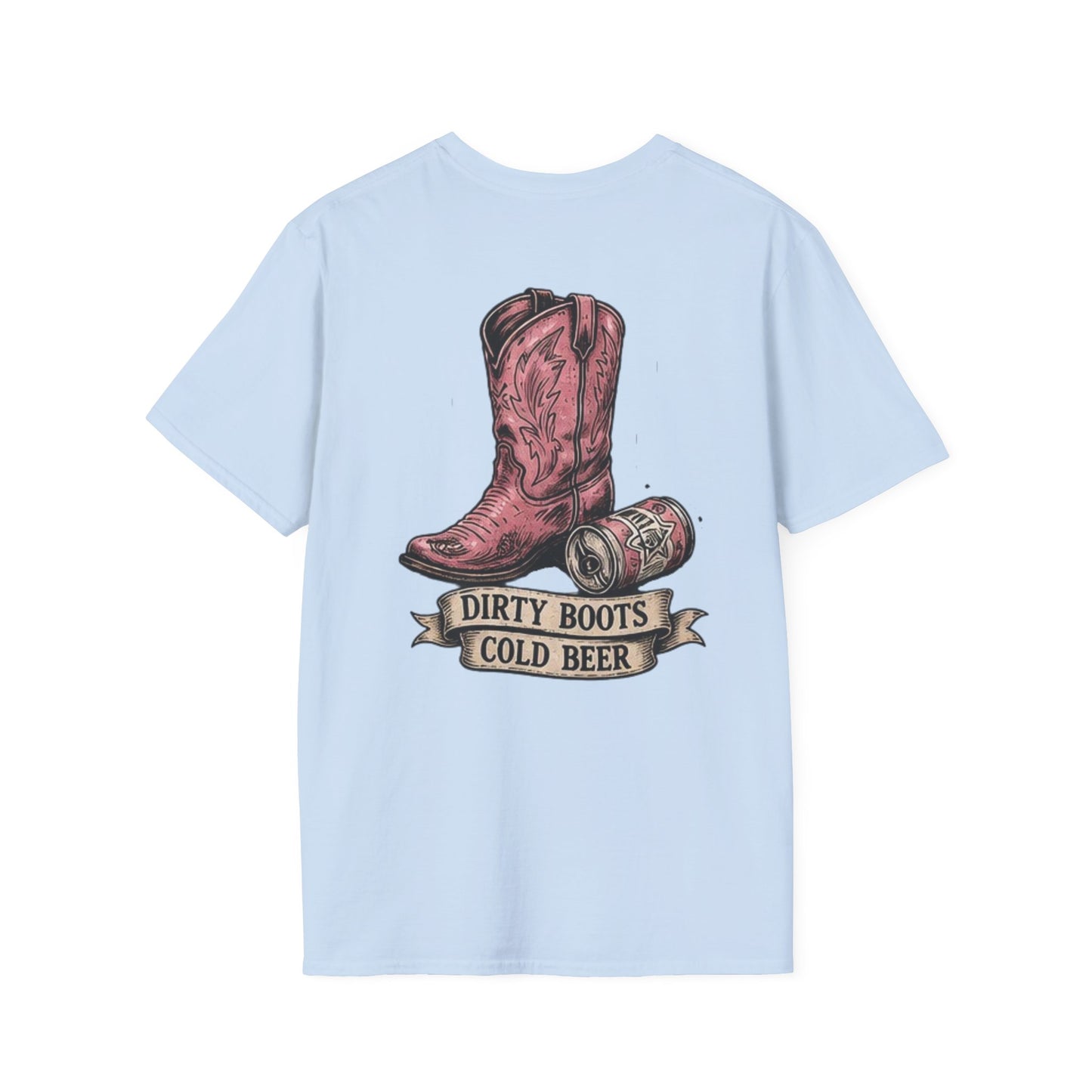 Dirty Boots Cold Beer T-Shirt — Vintage Cactus Cowboy Tee