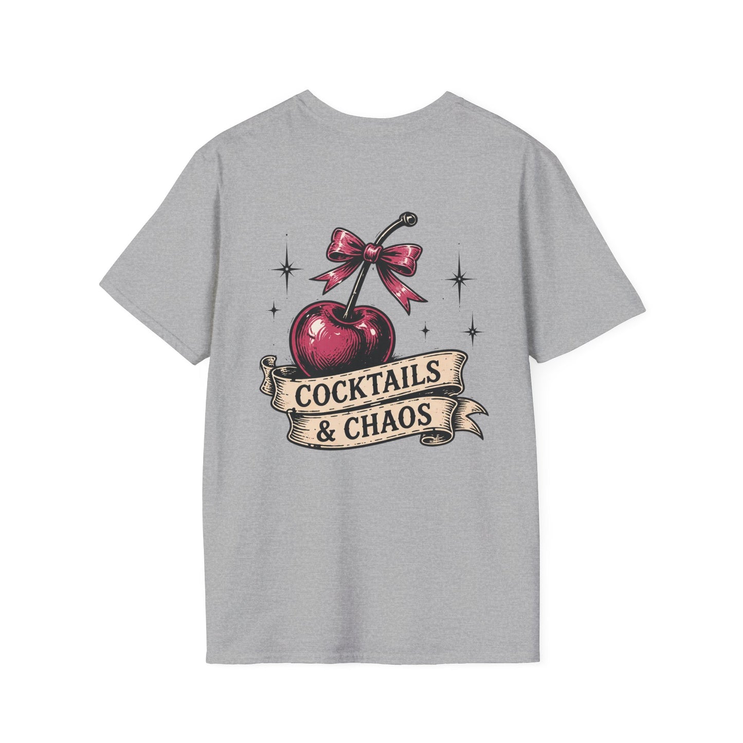 Cocktails & Chaos T-Shirt — Vintage Cherry Graphic Tee