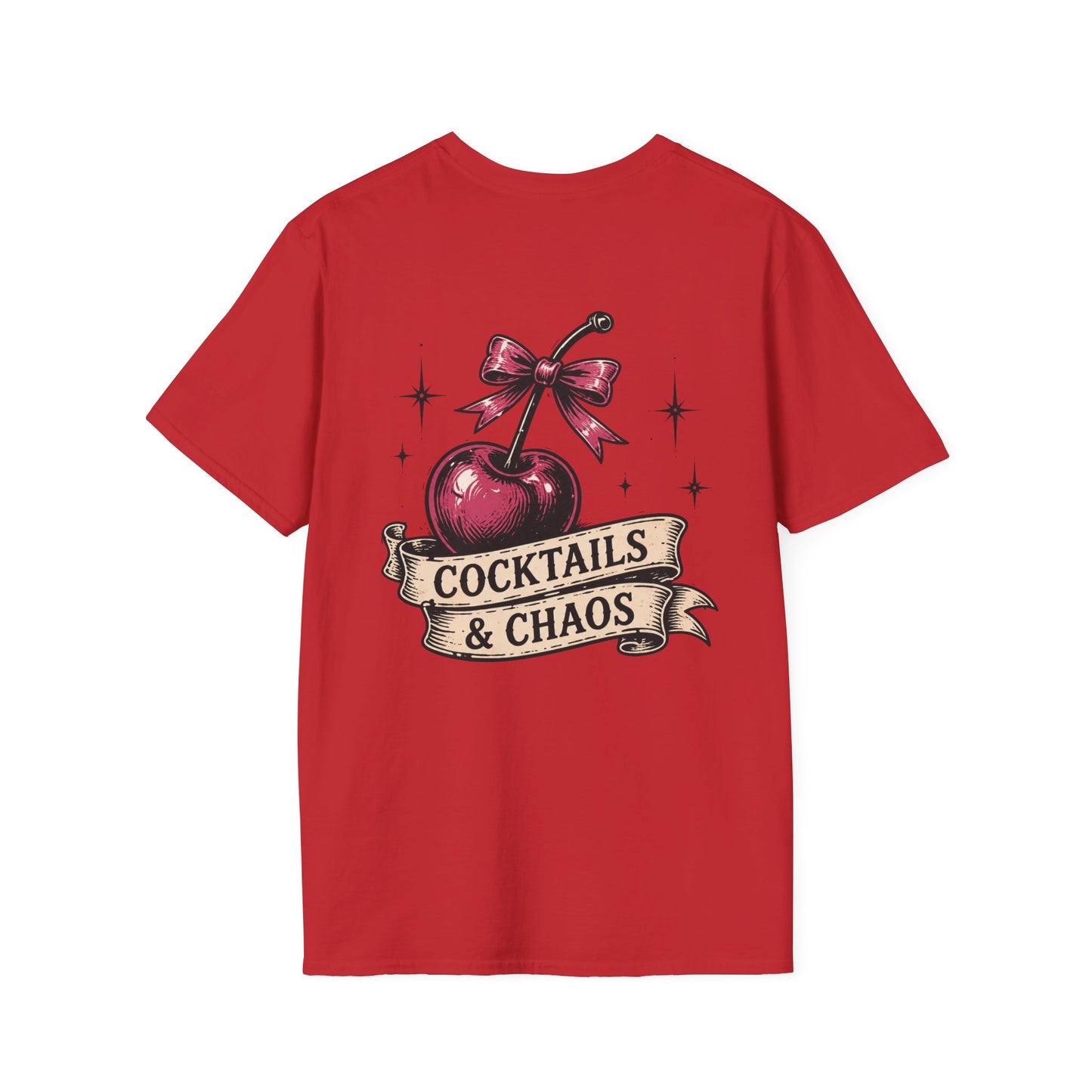 Cocktails & Chaos T-Shirt — Vintage Cherry Graphic Tee