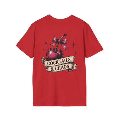 Cocktails & Chaos T-Shirt — Vintage Cherry Graphic Tee