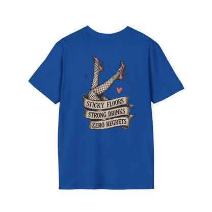 Vintage Cactus T-Shirt — “Sticky Floors, Strong Drinks, Zero Regrets” Retro Pinup Tee