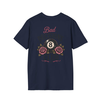 Bad Decisions Club T-Shirt — Vintage 8-Ball & Rose Graphic Tee