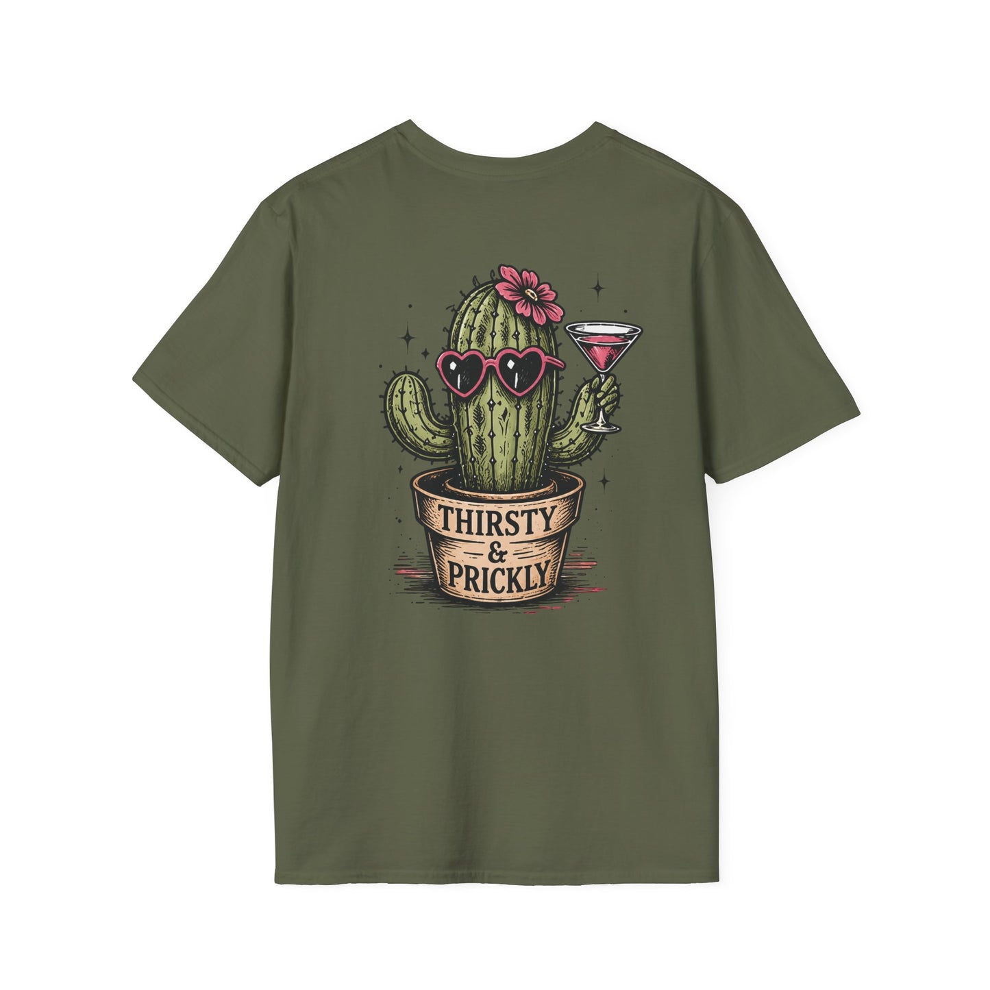 Thirsty & Prickly Cactus T-Shirt — Retro Floral Cocktail Desert Tee