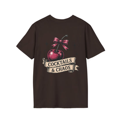 Cocktails & Chaos T-Shirt — Vintage Cherry Graphic Tee