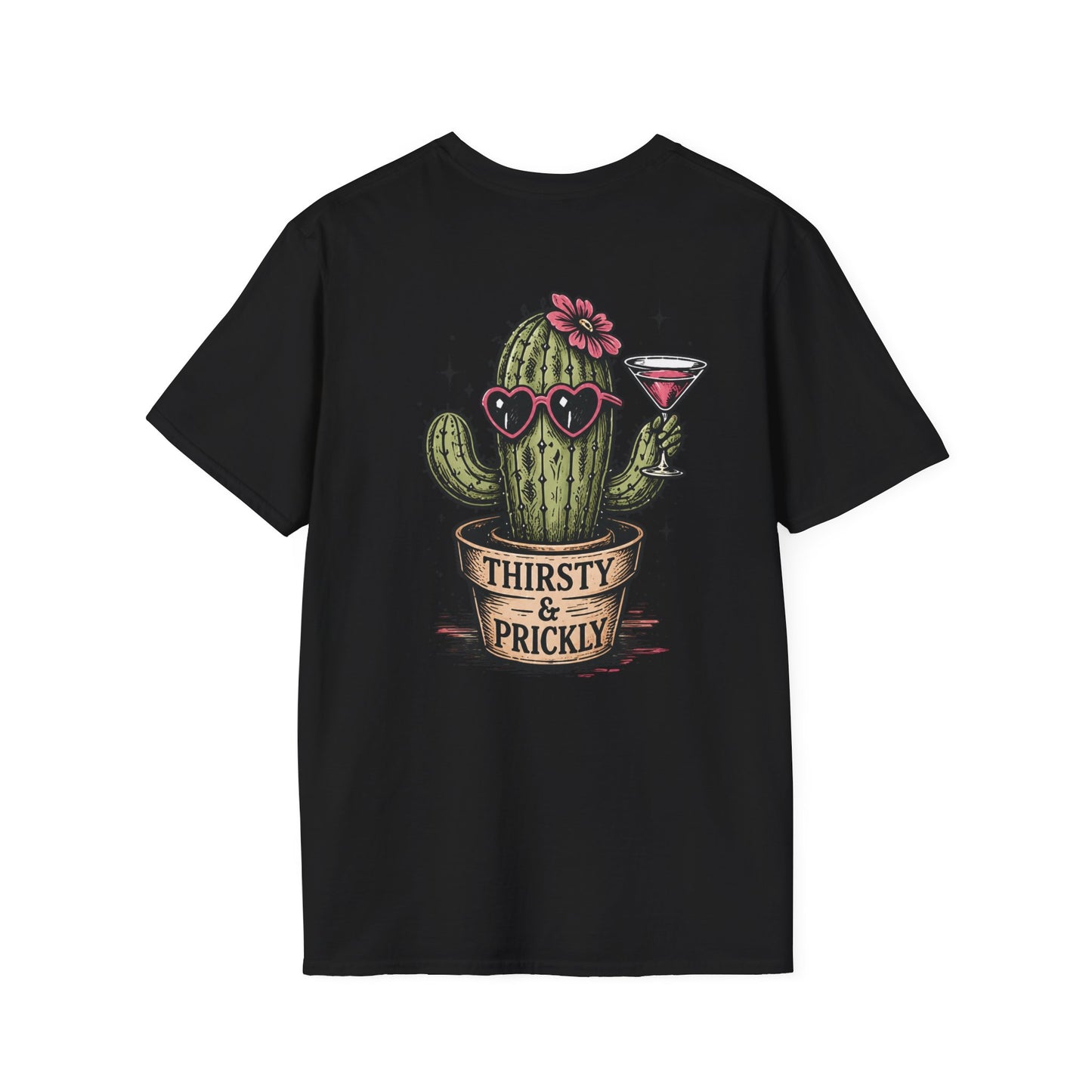 Thirsty & Prickly Cactus T-Shirt — Retro Floral Cocktail Desert Tee