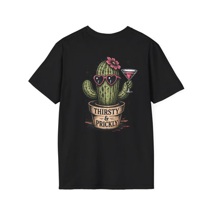 Thirsty & Prickly Cactus T-Shirt — Retro Floral Cocktail Desert Tee