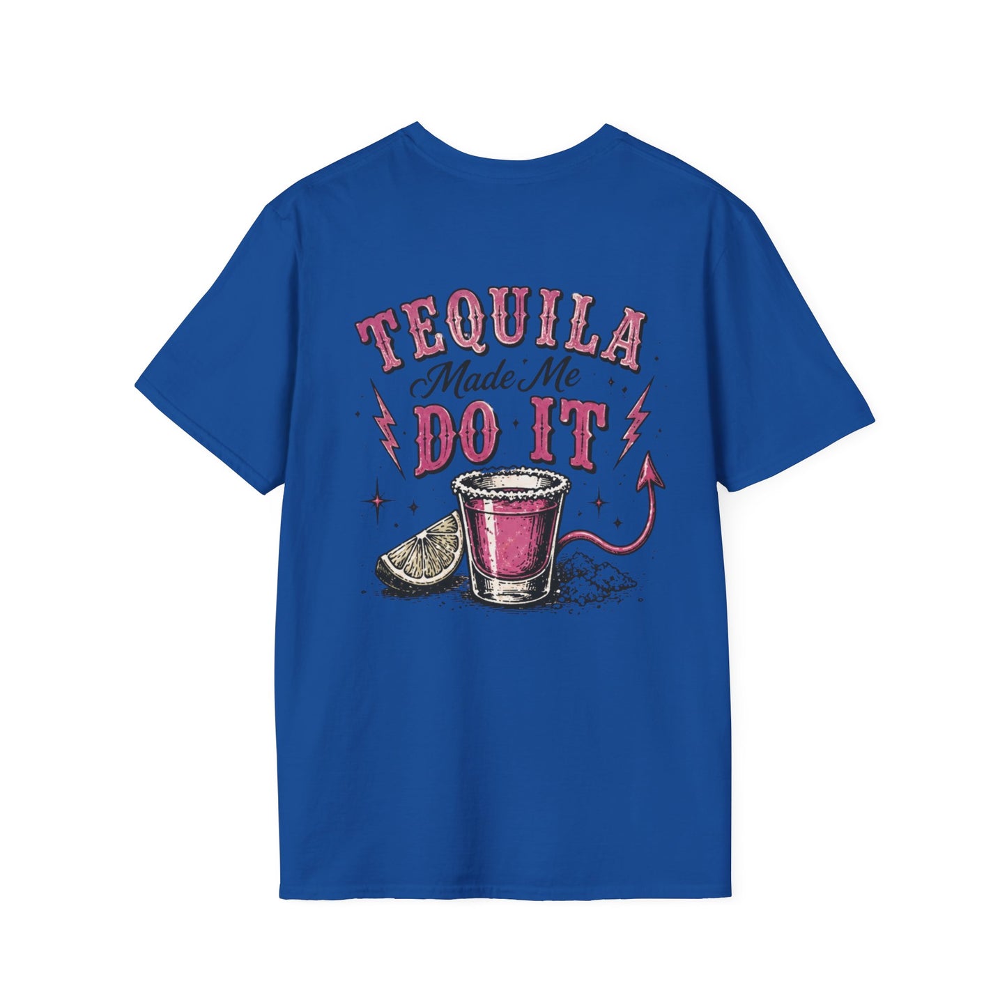 Tequila Made Me Do It T-Shirt — Vintage Cactus Shot Glass Graphic