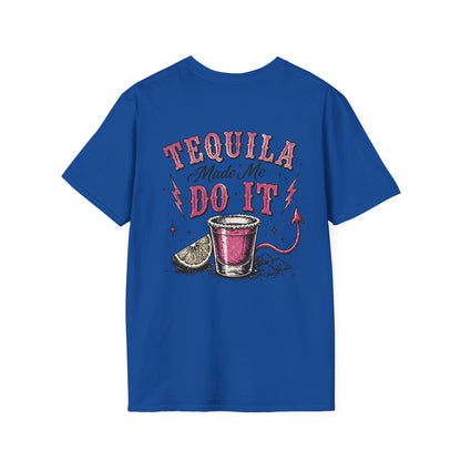 Tequila Made Me Do It T-Shirt — Vintage Cactus Shot Glass Graphic