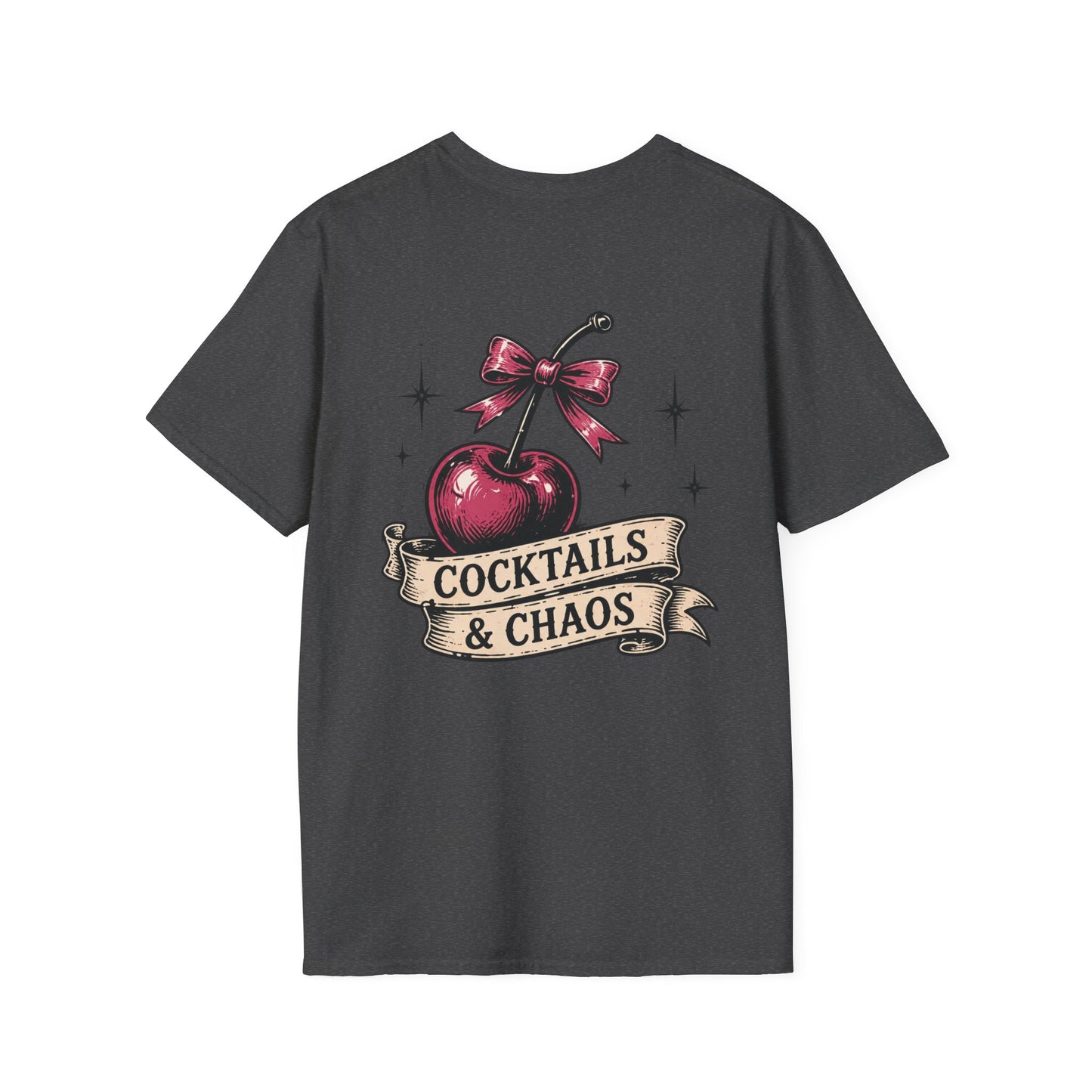 Cocktails & Chaos T-Shirt — Vintage Cherry Graphic Tee