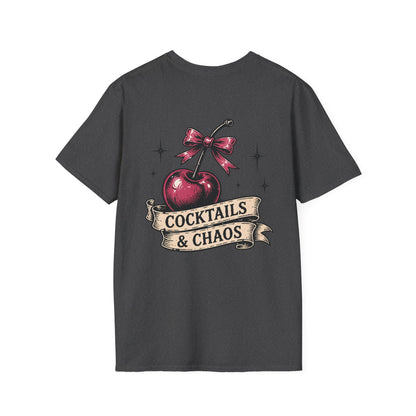 Cocktails & Chaos T-Shirt — Vintage Cherry Graphic Tee