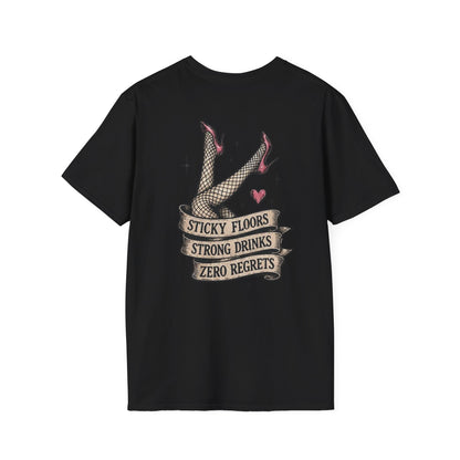 Vintage Cactus T-Shirt — “Sticky Floors, Strong Drinks, Zero Regrets” Retro Pinup Tee