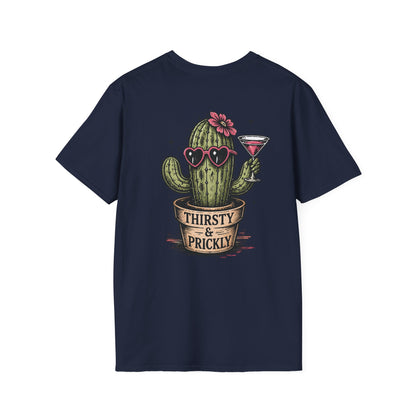 Thirsty & Prickly Cactus T-Shirt — Retro Floral Cocktail Desert Tee