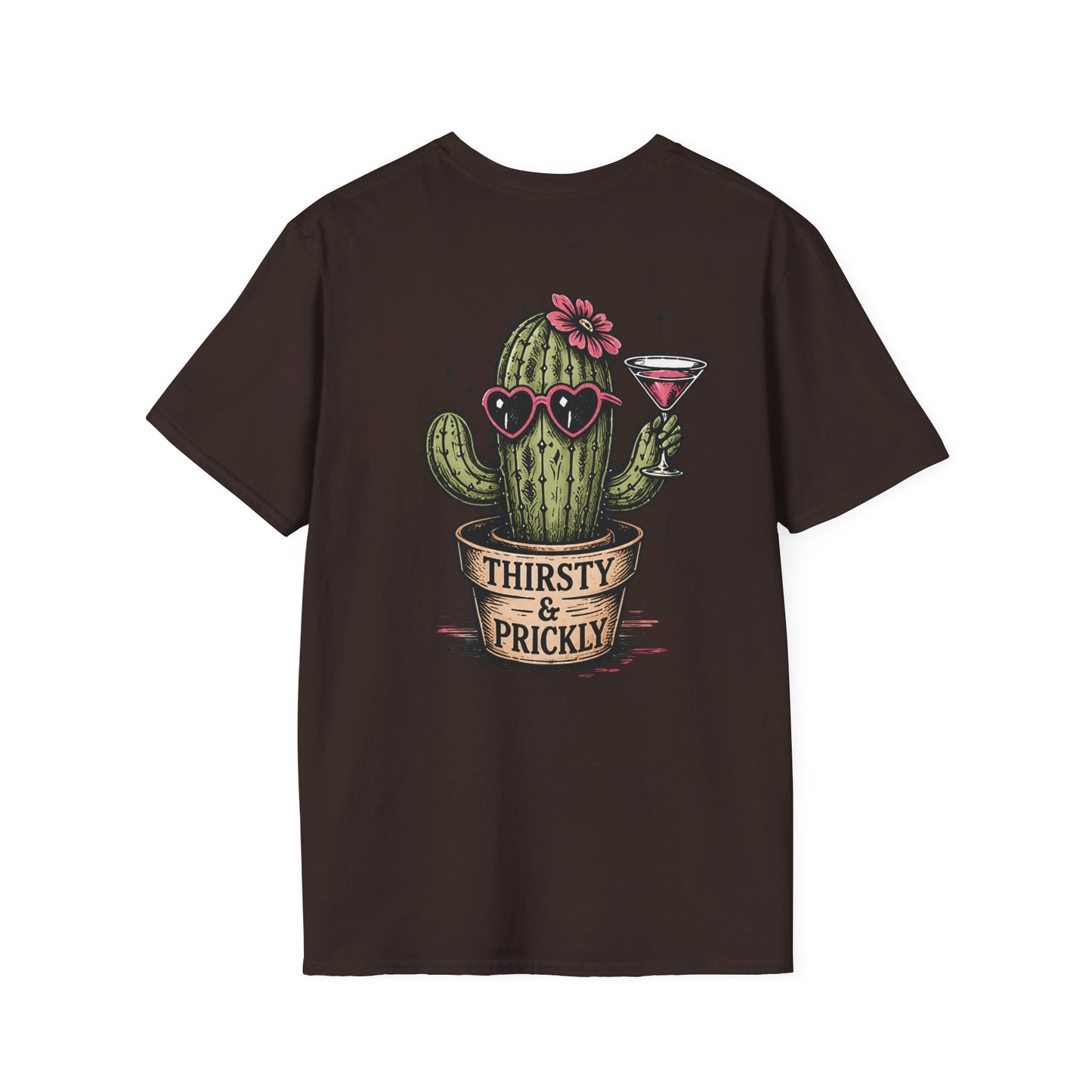 Thirsty & Prickly Cactus T-Shirt — Retro Floral Cocktail Desert Tee