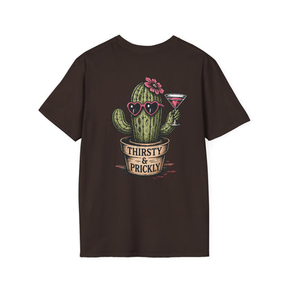Thirsty & Prickly Cactus T-Shirt — Retro Floral Cocktail Desert Tee