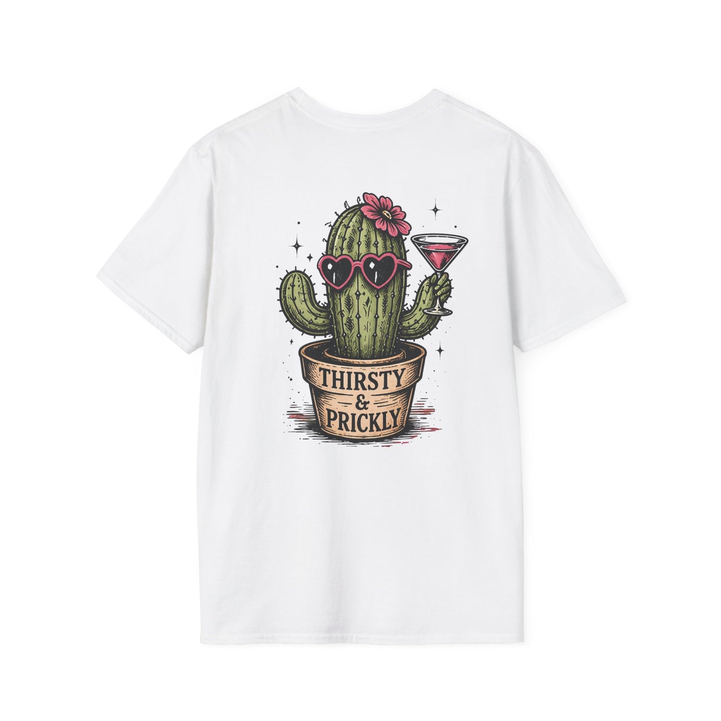 Thirsty & Prickly Cactus T-Shirt — Retro Floral Cocktail Desert Tee