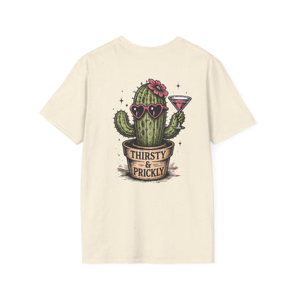 Thirsty & Prickly Cactus T-Shirt — Retro Floral Cocktail Desert Tee