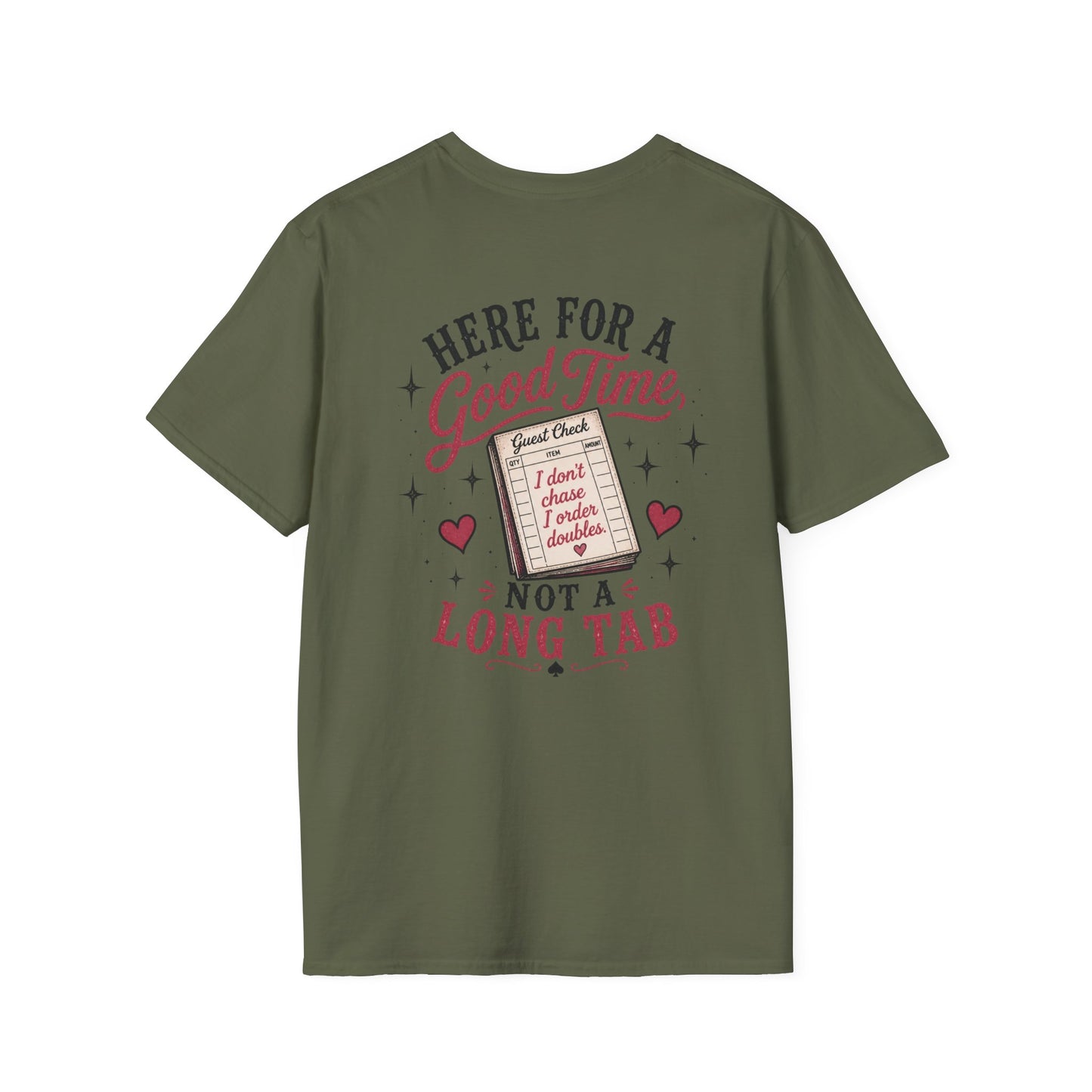 Graphic T-Shirt — “Here for a Good Time, Not a Long Tab” Retro Cactus Design