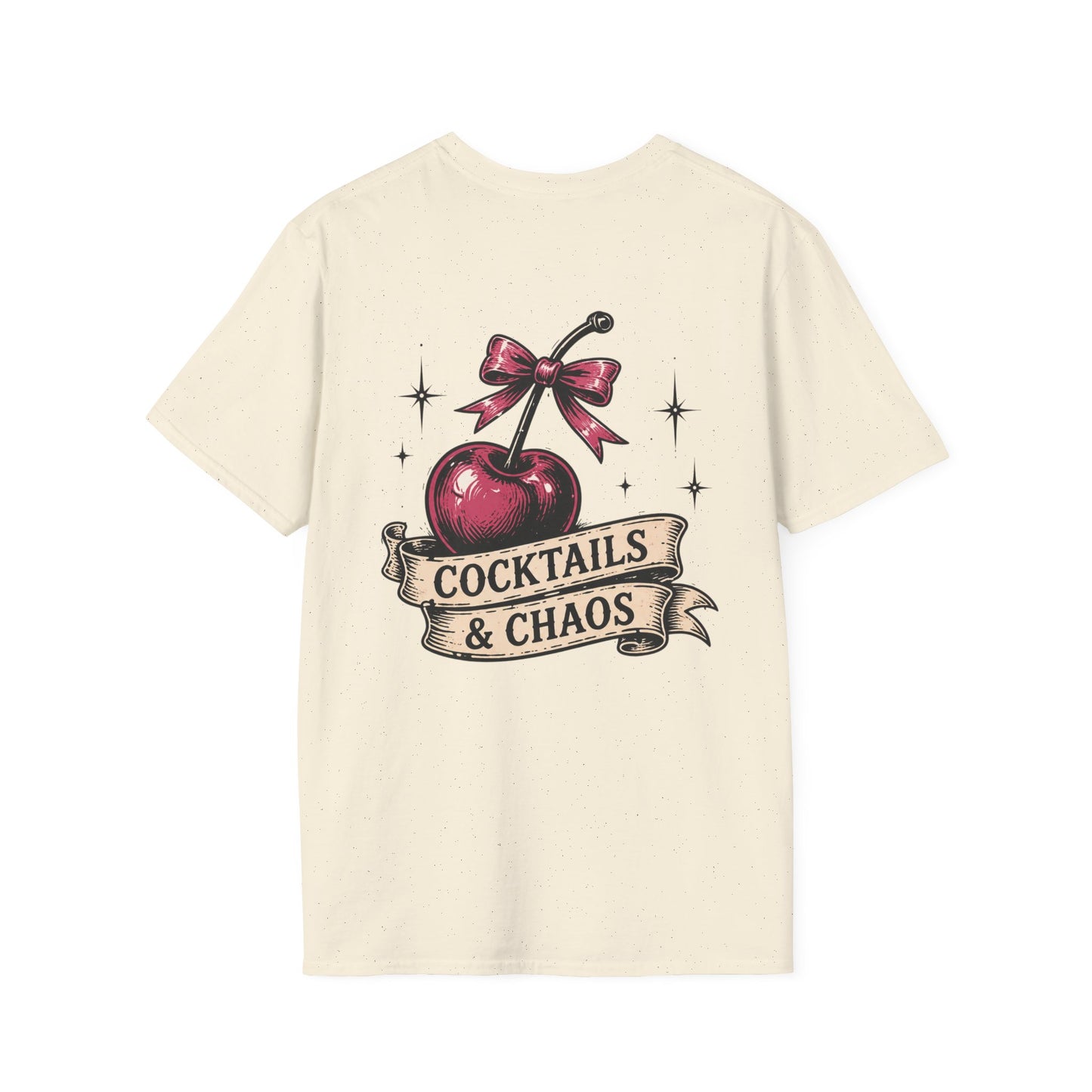 Cocktails & Chaos T-Shirt — Vintage Cherry Graphic Tee