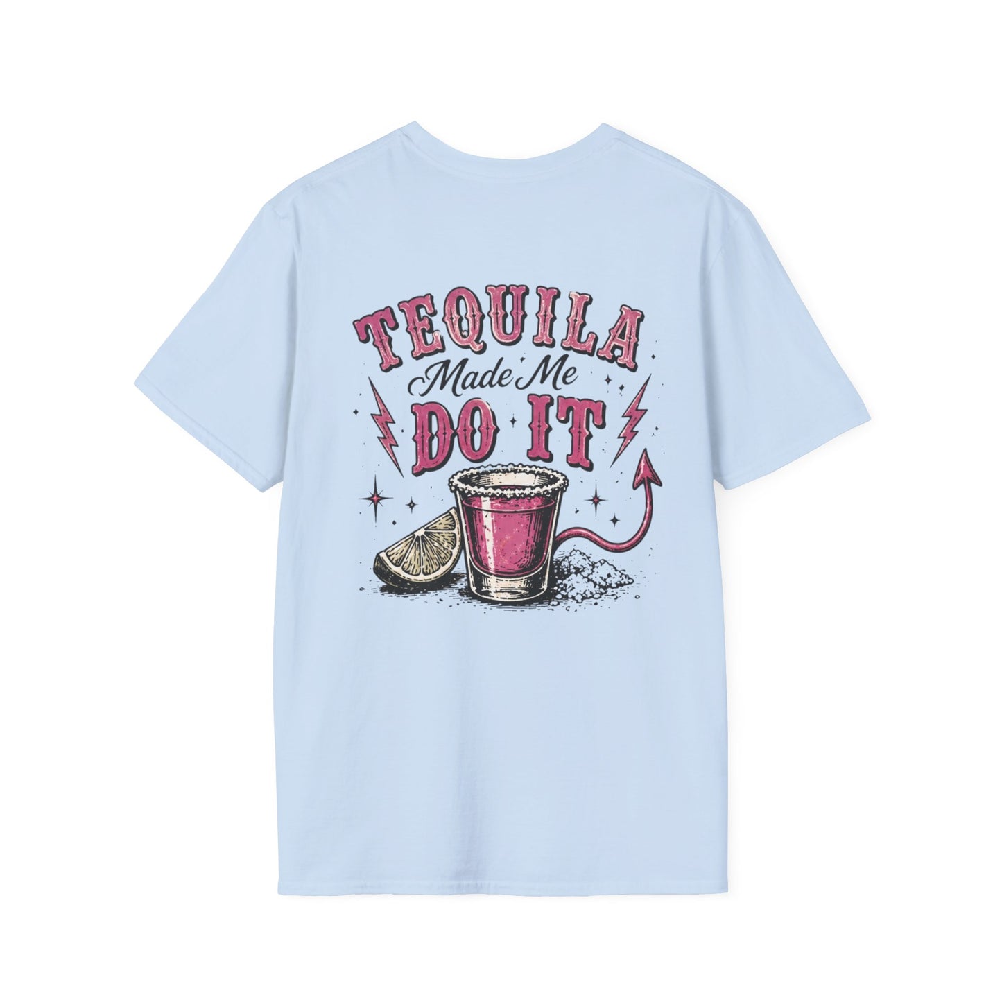 Tequila Made Me Do It T-Shirt — Vintage Cactus Shot Glass Graphic