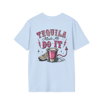 Tequila Made Me Do It T-Shirt — Vintage Cactus Shot Glass Graphic