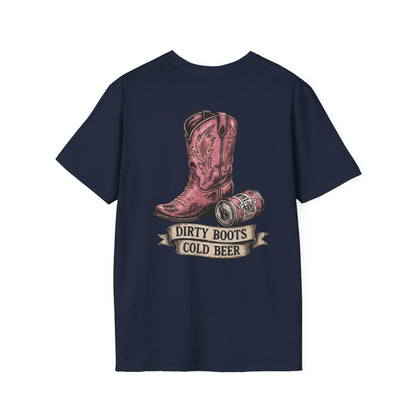 Dirty Boots Cold Beer T-Shirt — Vintage Cactus Cowboy Tee