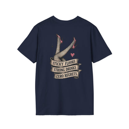 Vintage Cactus T-Shirt — “Sticky Floors, Strong Drinks, Zero Regrets” Retro Pinup Tee