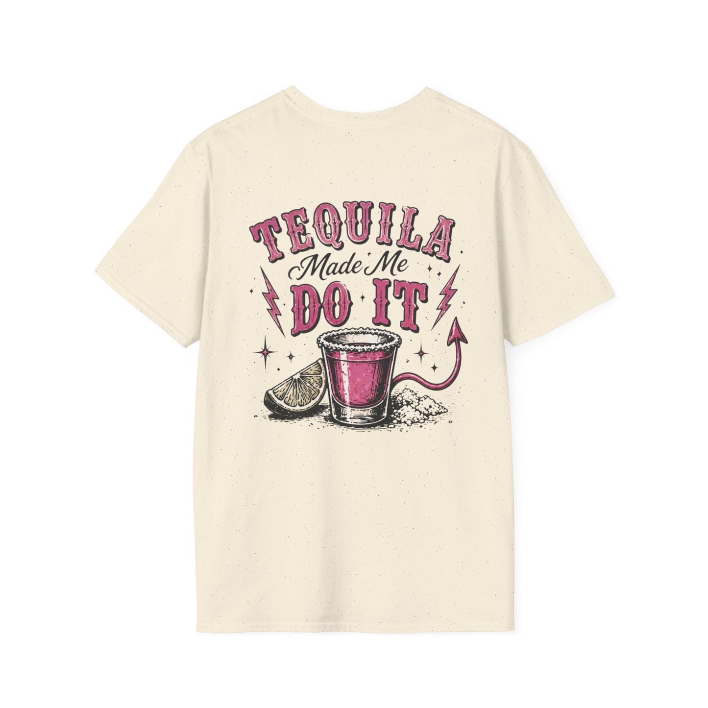 Tequila Made Me Do It T-Shirt — Vintage Cactus Shot Glass Graphic