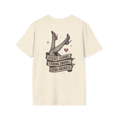 Vintage Cactus T-Shirt — “Sticky Floors, Strong Drinks, Zero Regrets” Retro Pinup Tee
