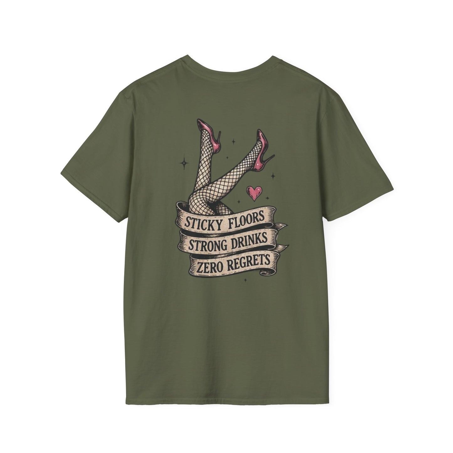 Vintage Cactus T-Shirt — “Sticky Floors, Strong Drinks, Zero Regrets” Retro Pinup Tee
