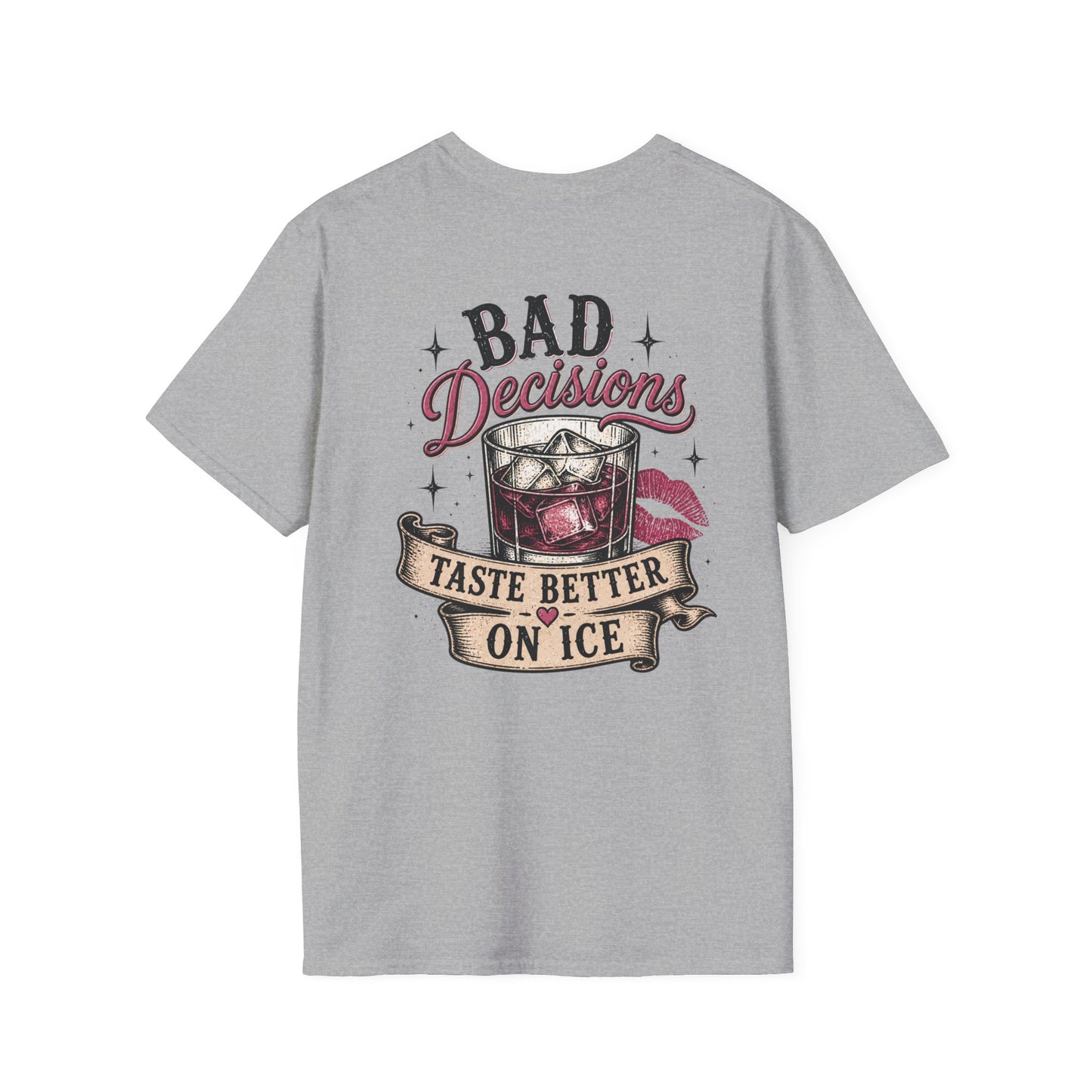 Bad Decisions T-Shirt — "Bad Decisions Taste Better on Ice" Retro Bar Graphic Tee