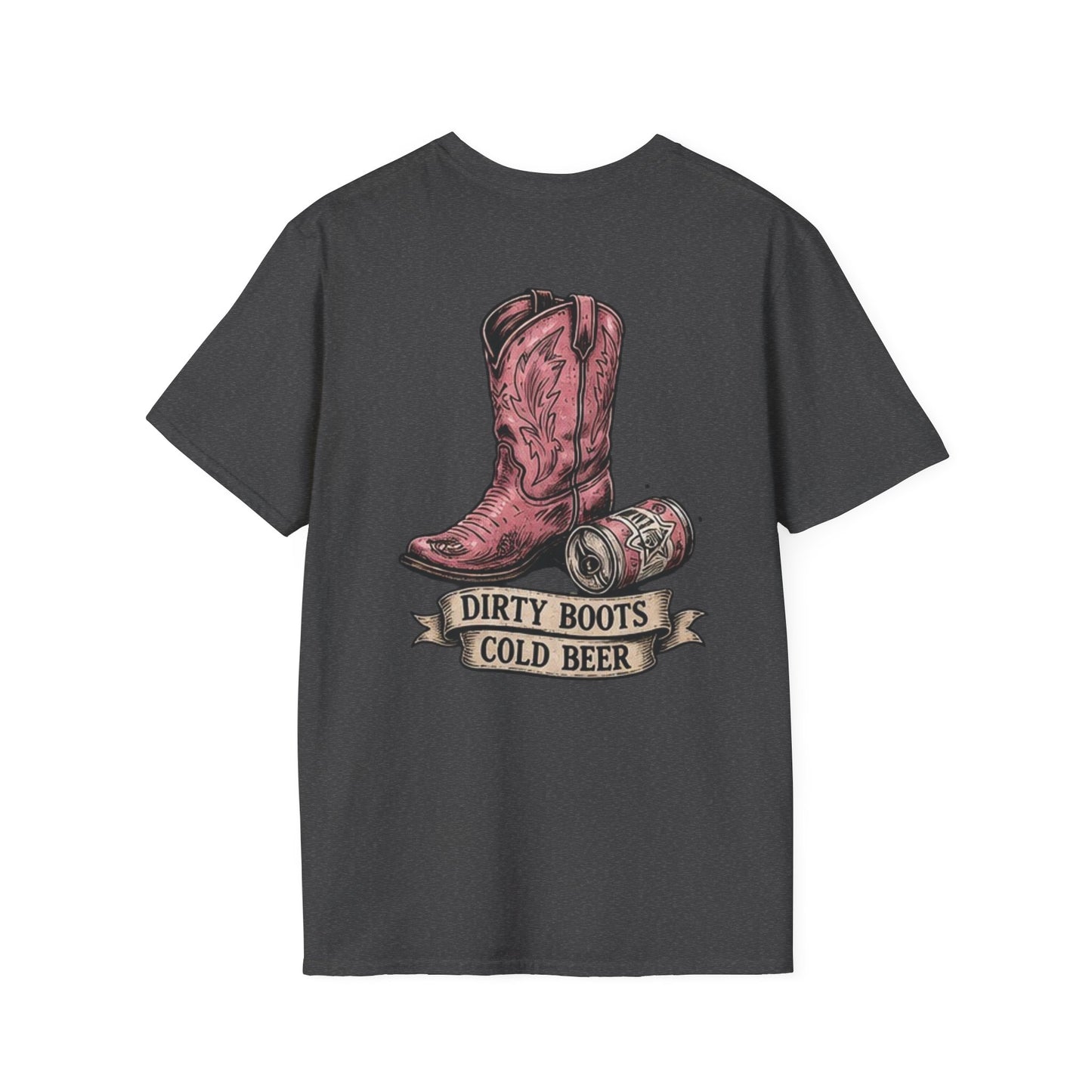 Dirty Boots Cold Beer T-Shirt — Vintage Cactus Cowboy Tee