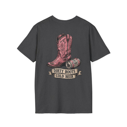 Dirty Boots Cold Beer T-Shirt — Vintage Cactus Cowboy Tee