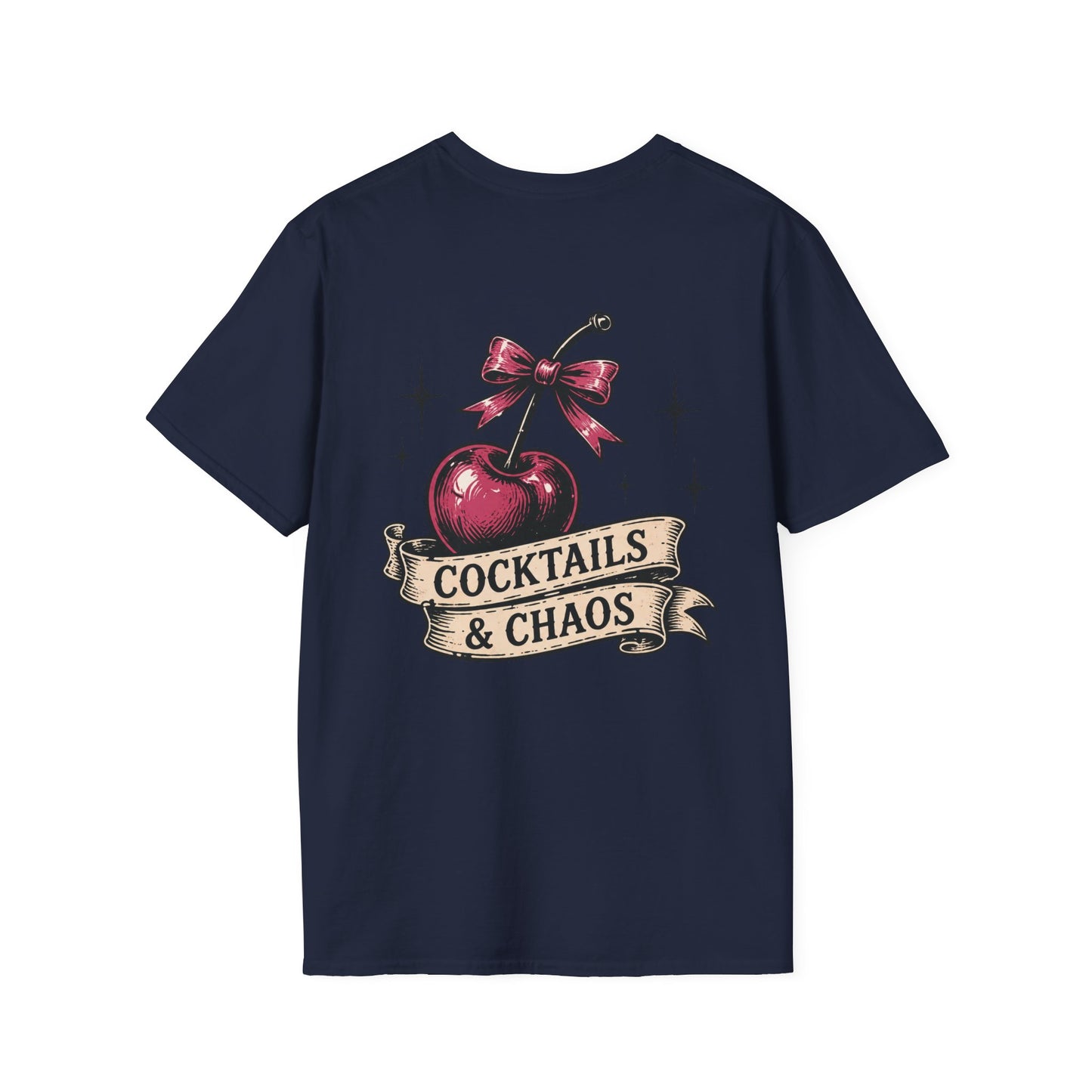 Cocktails & Chaos T-Shirt — Vintage Cherry Graphic Tee