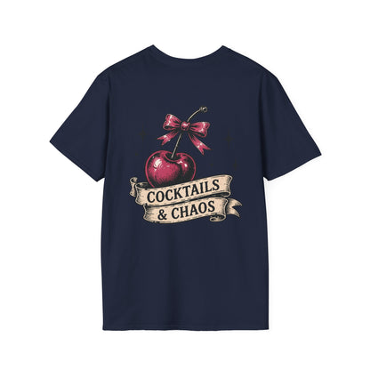 Cocktails & Chaos T-Shirt — Vintage Cherry Graphic Tee
