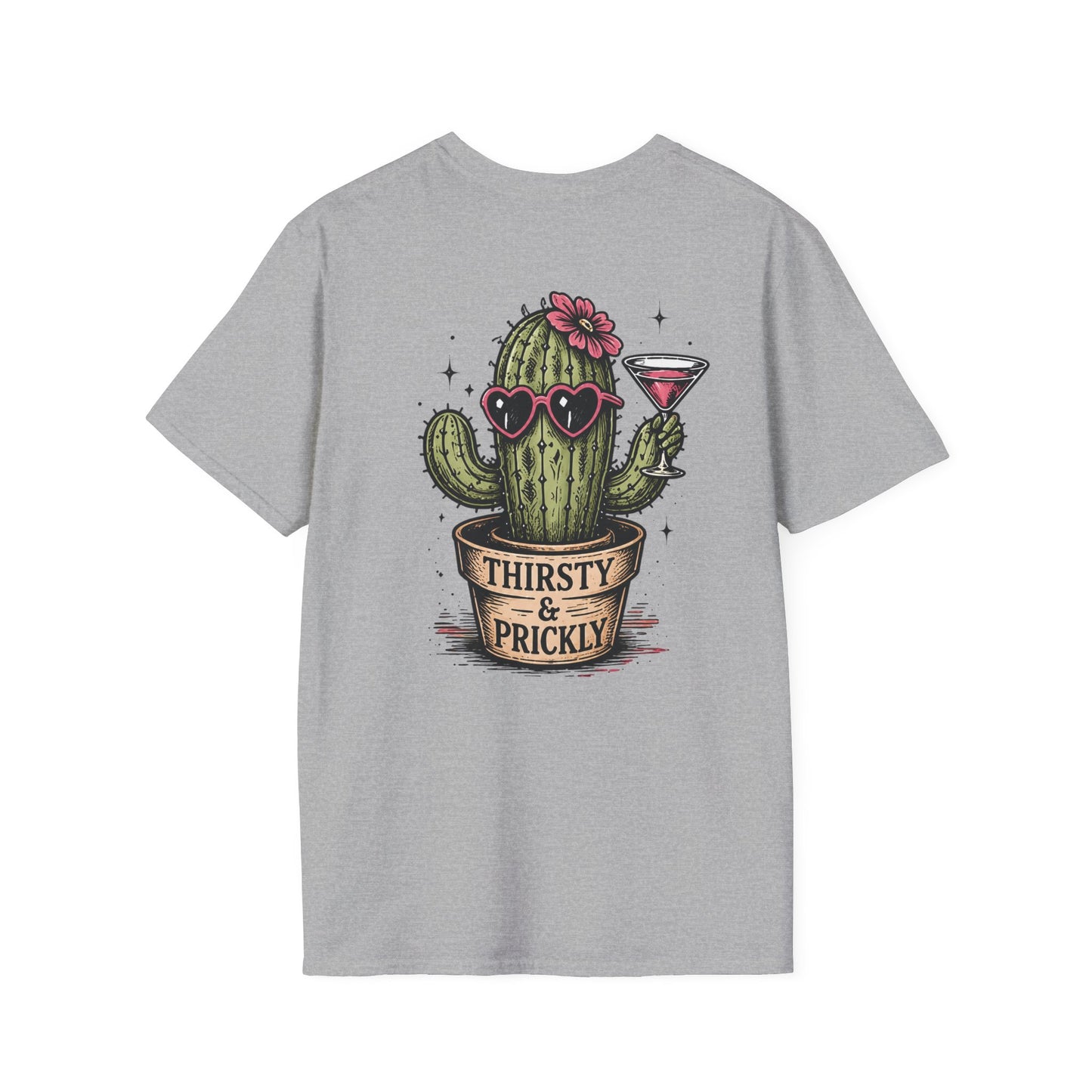 Thirsty & Prickly Cactus T-Shirt — Retro Floral Cocktail Desert Tee