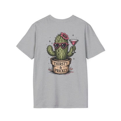Thirsty & Prickly Cactus T-Shirt — Retro Floral Cocktail Desert Tee