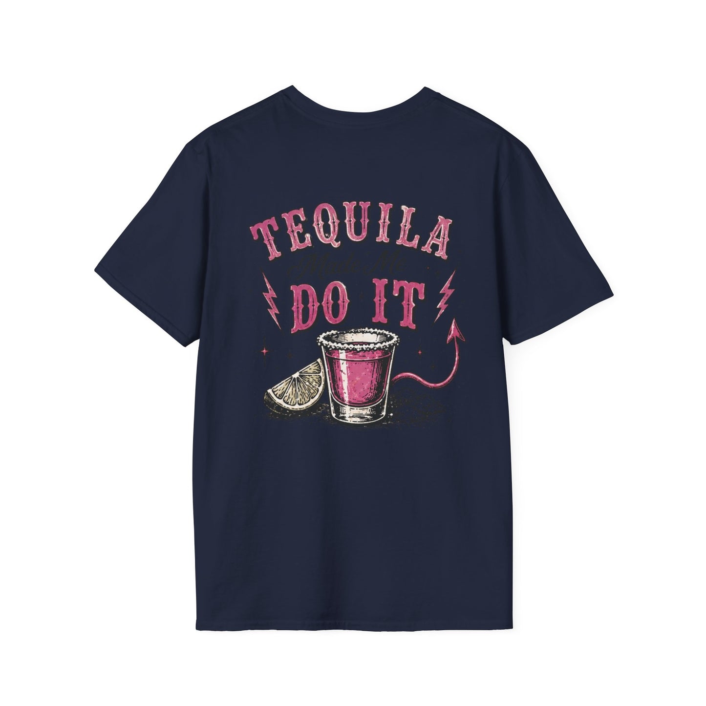 Tequila Made Me Do It T-Shirt — Vintage Cactus Shot Glass Graphic