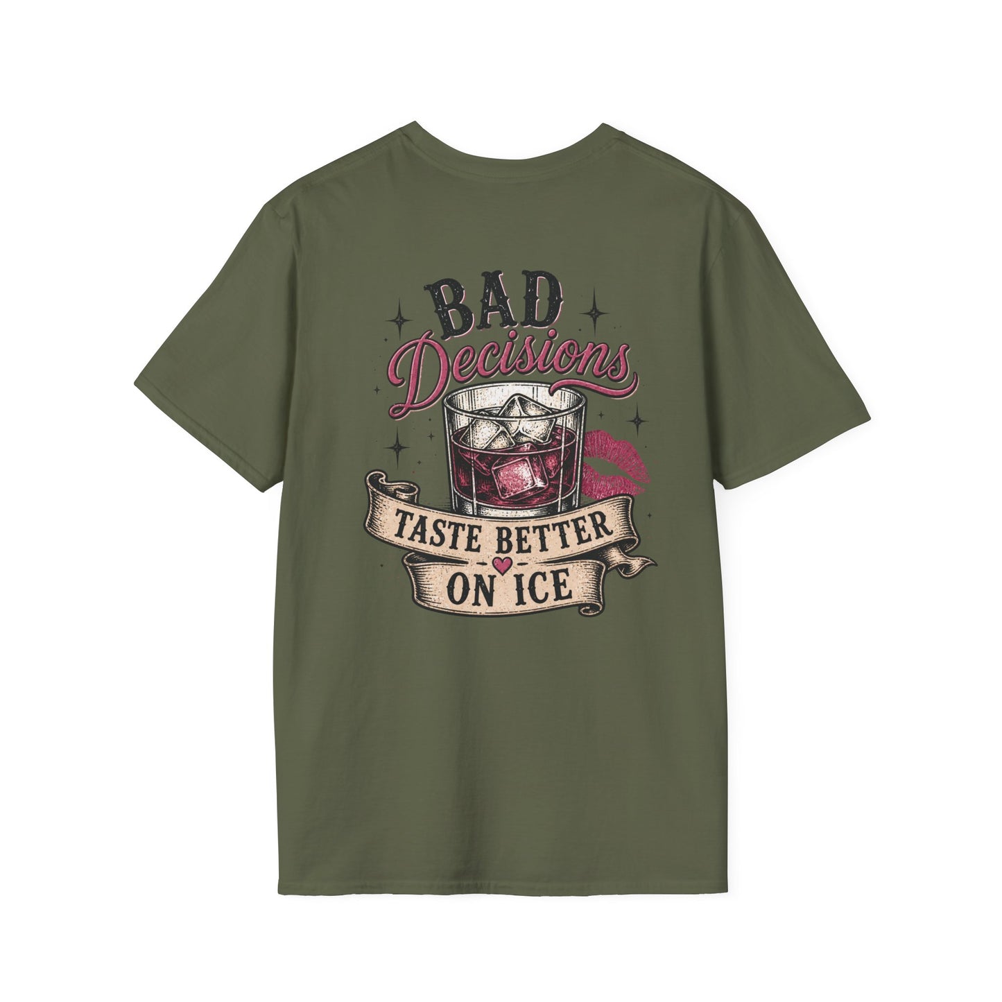 Bad Decisions T-Shirt — "Bad Decisions Taste Better on Ice" Retro Bar Graphic Tee