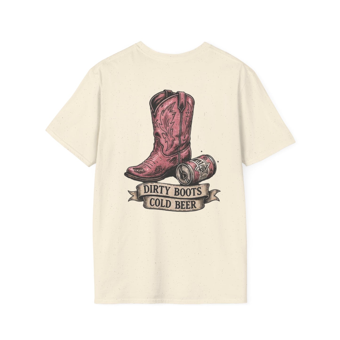 Dirty Boots Cold Beer T-Shirt — Vintage Cactus Cowboy Tee