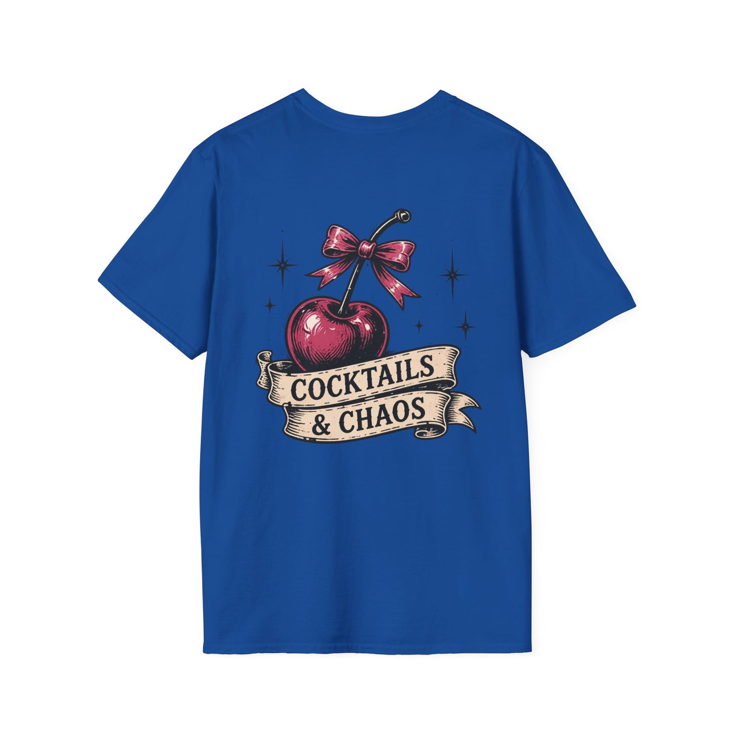 Cocktails & Chaos T-Shirt — Vintage Cherry Graphic Tee