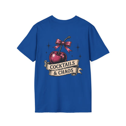 Cocktails & Chaos T-Shirt — Vintage Cherry Graphic Tee