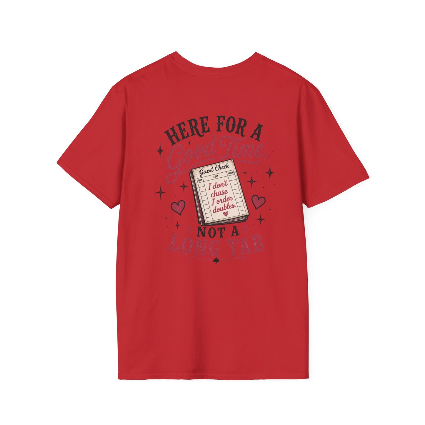 Graphic T-Shirt — “Here for a Good Time, Not a Long Tab” Retro Cactus Design