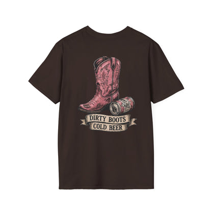 Dirty Boots Cold Beer T-Shirt — Vintage Cactus Cowboy Tee