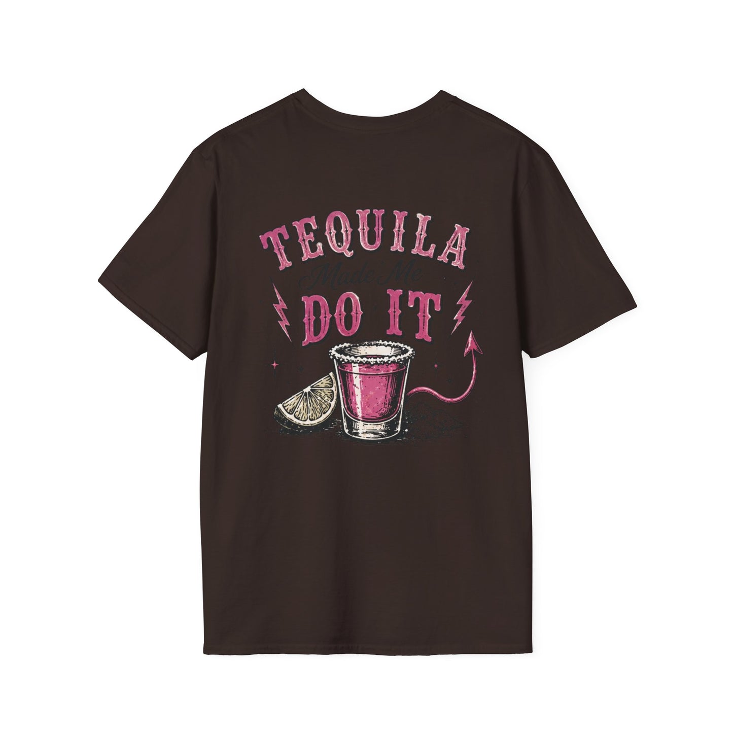 Tequila Made Me Do It T-Shirt — Vintage Cactus Shot Glass Graphic