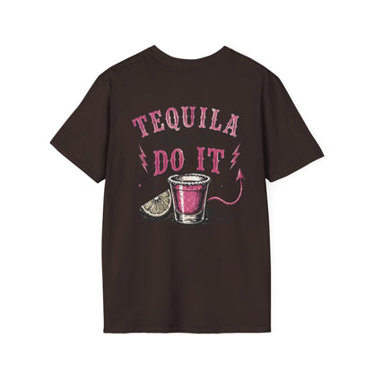Tequila Made Me Do It T-Shirt — Vintage Cactus Shot Glass Graphic