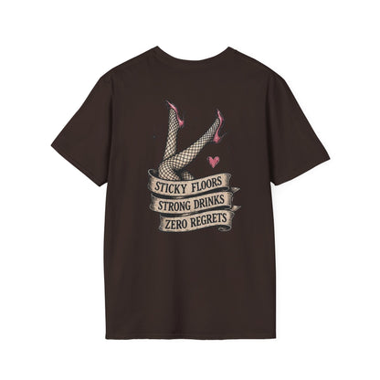 Vintage Cactus T-Shirt — “Sticky Floors, Strong Drinks, Zero Regrets” Retro Pinup Tee