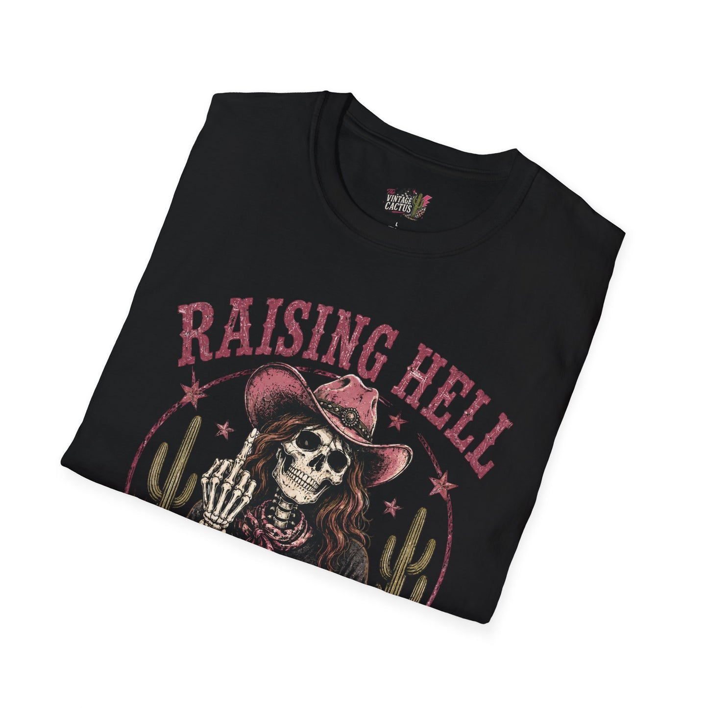 Raising Hell & Not Going to Jail Graphic T-Shirt — Western Skeleton Cowgirl Tee