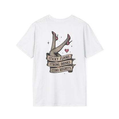 Vintage Cactus T-Shirt — “Sticky Floors, Strong Drinks, Zero Regrets” Retro Pinup Tee