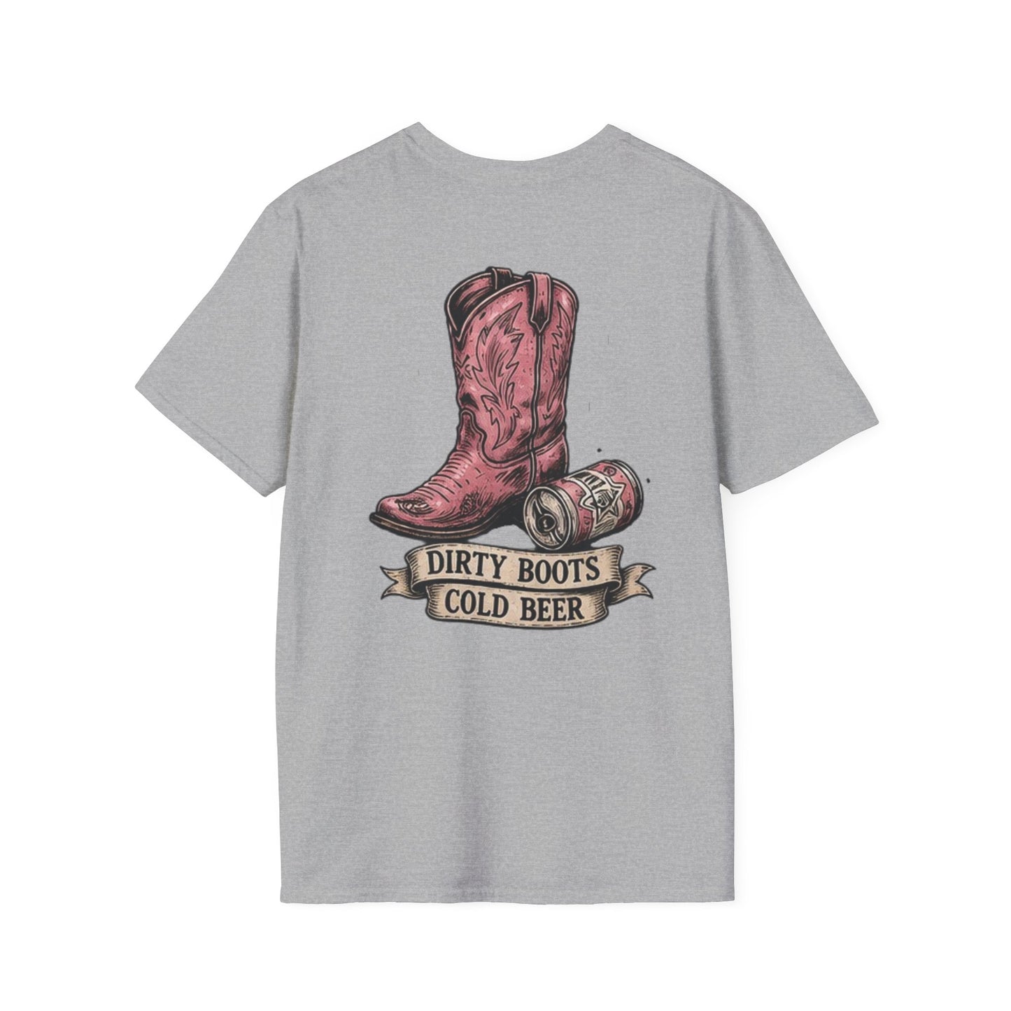 Dirty Boots Cold Beer T-Shirt — Vintage Cactus Cowboy Tee