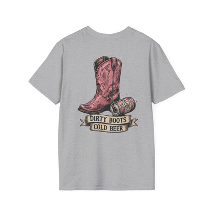 Dirty Boots Cold Beer T-Shirt — Vintage Cactus Cowboy Tee